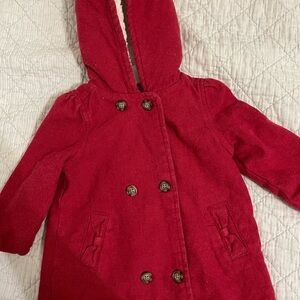 Carters baby girl red hooded coat with pockets 9 months